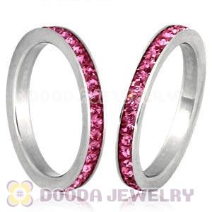 Fashion Unisex Stainless Stackable Finger Ring With Rose Austrian Crystal 