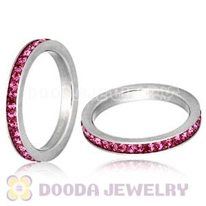 Fashion Unisex Stainless Stackable Finger Ring With Rose Austrian Crystal 