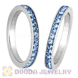 Fashion Unisex Stainless Stackable Finger Ring With Light Sapphire Austrian Crystal 