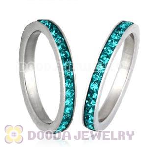 Fashion Unisex Stainless Stackable Finger Ring With Blue Zircon Austrian Crystal 