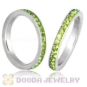 Fashion Unisex Stainless Stackable Finger Ring With Peridot Austrian Crystal 