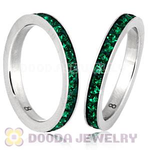 Fashion Unisex Stainless Stackable Finger Ring With Emerald Austrian Crystal 