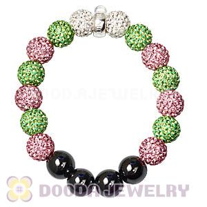 Fahion AKA Style Pink And Green Czech Crystal Charms Bracelets Wholesale