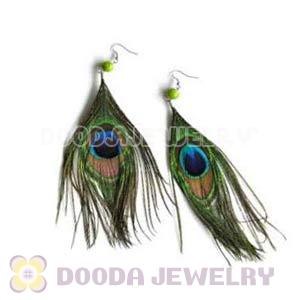 120 Pair Per Bag Multi Coloured Cheap Long Peacock Feather Earrings Wholesale 