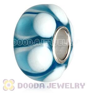 Top Class Cyan European Glass Beads With 925 Sterling Silver Single Core