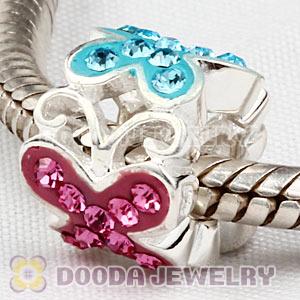 925 Sterling Silver Three Butterflies Bead With Austrian Crystal Wholesale