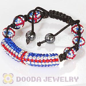 Handmade Bracelets With British Flag Pave Crystal Beads And Hematite