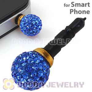 10mm Blue Czech Crystal Ball Cute Plugy Earphone Jack Accessory