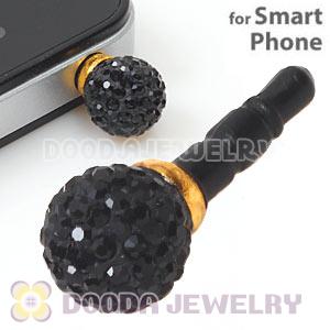 10mm Black Czech Crystal Ball Cute Plugy Earphone Jack Accessory
