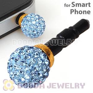 10mm Blue Czech Crystal Ball Cute Plugy Earphone Jack Accessory