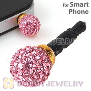 10mm Pink Czech Crystal Ball Cute Plugy Earphone Jack Accessory