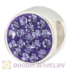 925 Sterling Silver Cylinder Beads With Purple Austrian Crystal Wholesale