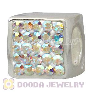 925 Sterling Silver Dice Charm Beads With Austrian Crystal Wholesale