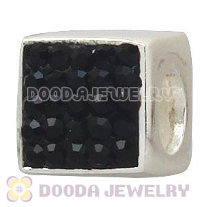 925 Sterling Silver Dice Charm Beads With Black Austrian Crystal Wholesale