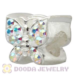 925 Sterling Silver Butterfly Charm Beads With Austrian Crystal 