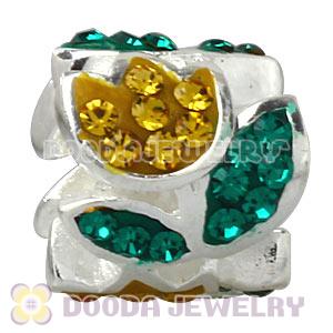 Sterling Silver European Green Austrian Crystal Tulip Beads Wholesale