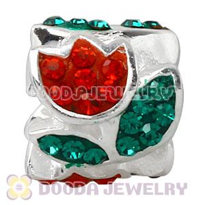 Sterling Silver European Red Austrian Crystal Tulip Beads Wholesale