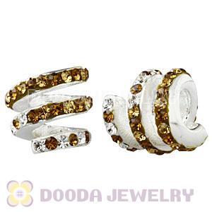 European Sterling Silver Swirl Bead With Austrian Crystal Wholesale
