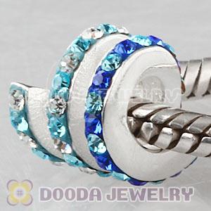 European Sterling Silver Swirl Bead With Austrian Crystal Wholesale