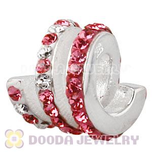 925 Sterling Silver Swirl Charm Beads With Austrian Crystal 
