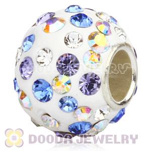 10X13 Big Charm Beads With Austrian Crystal In 925 Silver Core