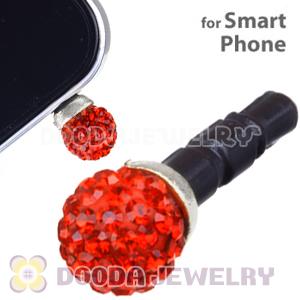 8mm Red Czech Crystal Ball Cute Plugy Earphone Jack Accessory