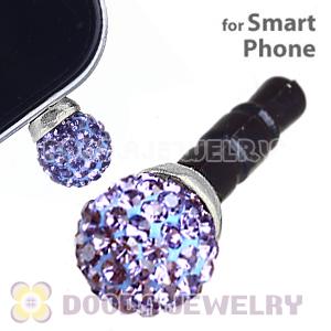 8mm Lavender Czech Crystal Ball Cute Plugy Earphone Jack Accessory