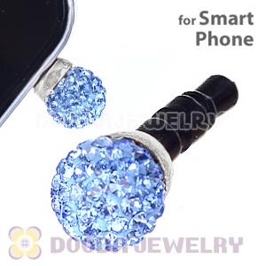 8mm Blue Czech Crystal Ball Cute Plugy Earphone Jack Accessory