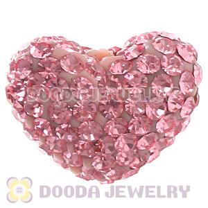 Pave Pink Austrian Crystal Heart Beads Earrings Component Findings 