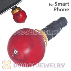 8mm Red Coral Earphone Jack Plug Stopper Fit iPhone 