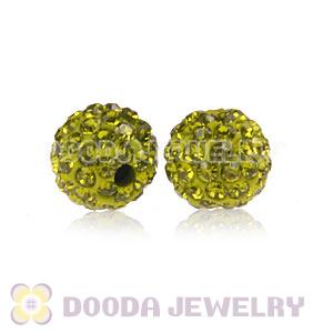 Cheap Price 8mm Handmade Pave Olivine Crystal Beads Wholesale 