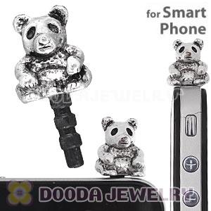 Silver Plated Alloy Panda Earphone Jack Plug fit iphone Wholesale