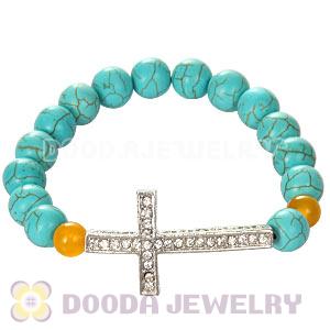 10mm Green Turquoise Honesty Bracelets With Cross Wholesale 