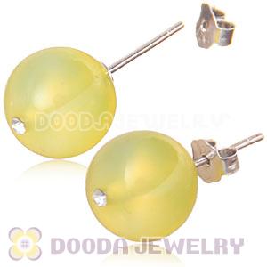 10mm Yellow Agate Sterling Silver Stud Earrings Wholesale