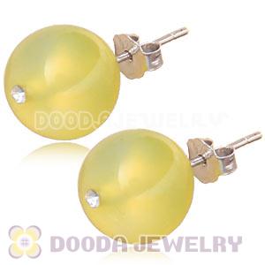 10mm Yellow Agate Sterling Silver Stud Earrings Wholesale