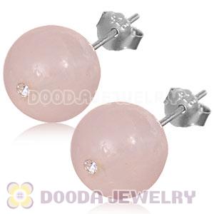 10mm Pink Agate Sterling Silver Stud Earrings Wholesale