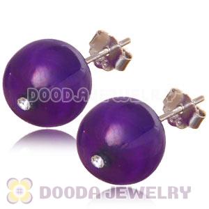 10mm Purple Agate Sterling Silver Stud Earrings Wholesale