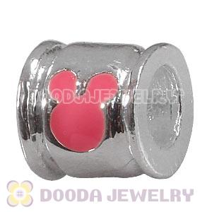 Silver Plated Enamel Pink Mickey Mouse Charms Beads suit European Largehole Jewelry Bracelet