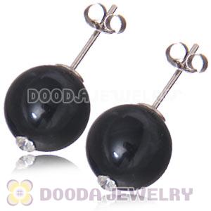 10mm Black Onyx Sterling Silver Stud Earrings Wholesale