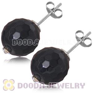 10mm Black Onyx Sterling Silver Stud Earrings Wholesale