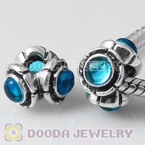 European Style Silver Beads with 3 Blue Eye CZ Stone