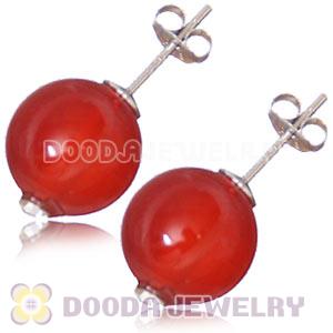 10mm Red Agate Sterling Silver Stud Earrings Wholesale