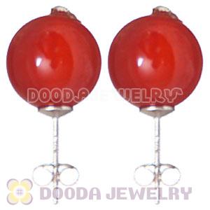 10mm Red Agate Sterling Silver Stud Earrings Wholesale