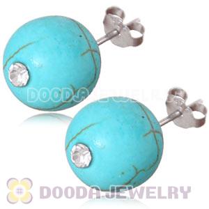 10mm Green Turquoise Sterling Silver Stud Earrings Wholesale
