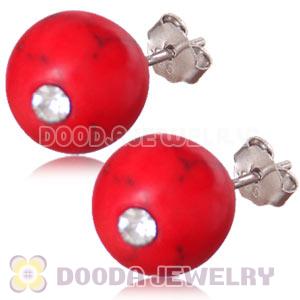 10mm Red Coral Sterling Silver Stud Earrings Wholesale