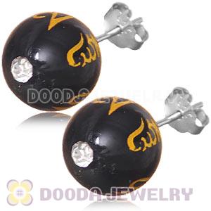 10mm Agate Buddha Beads Sterling Silver Stud Earrings Wholesale