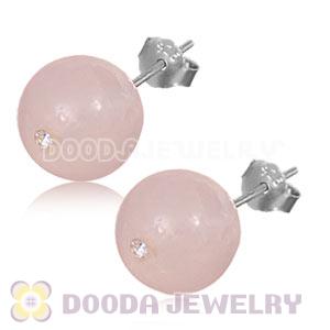 8mm Pink Agate Sterling Silver Stud Earrings Wholesale