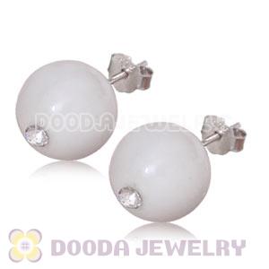 8mm White Turquoise Sterling Silver Stud Earrings Wholesale