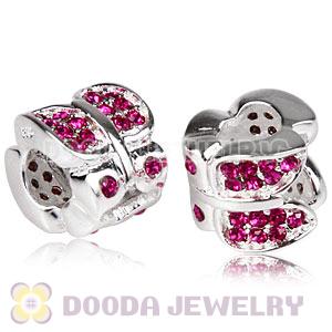 Sterling Silver Flutter Sky Bead with Fuchsia Austrian Crystal