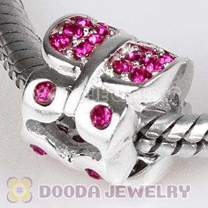 Sterling Silver Flutter Sky Bead with Fuchsia Austrian Crystal